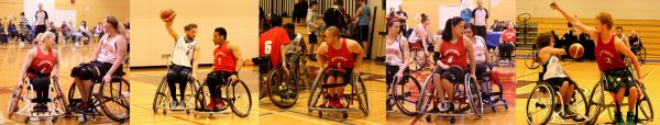 collage of male and female wheelchair basketball athletes