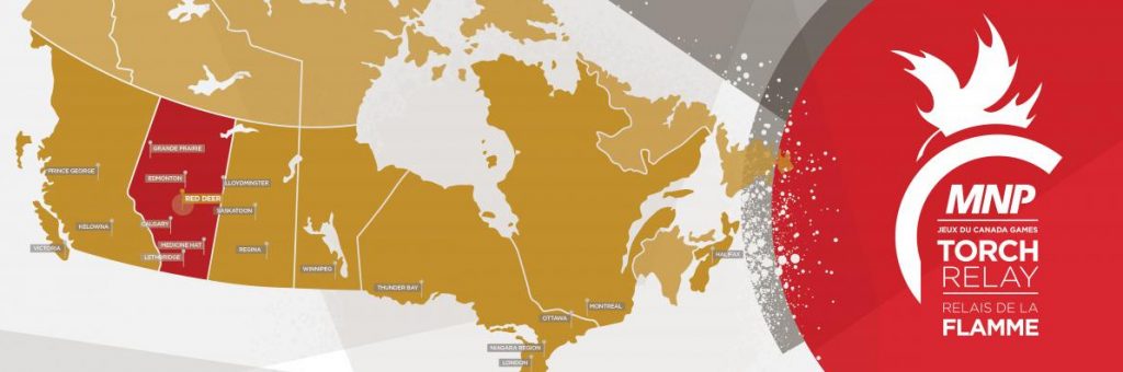 a map of the MNP Canada Games Torch Relay stops